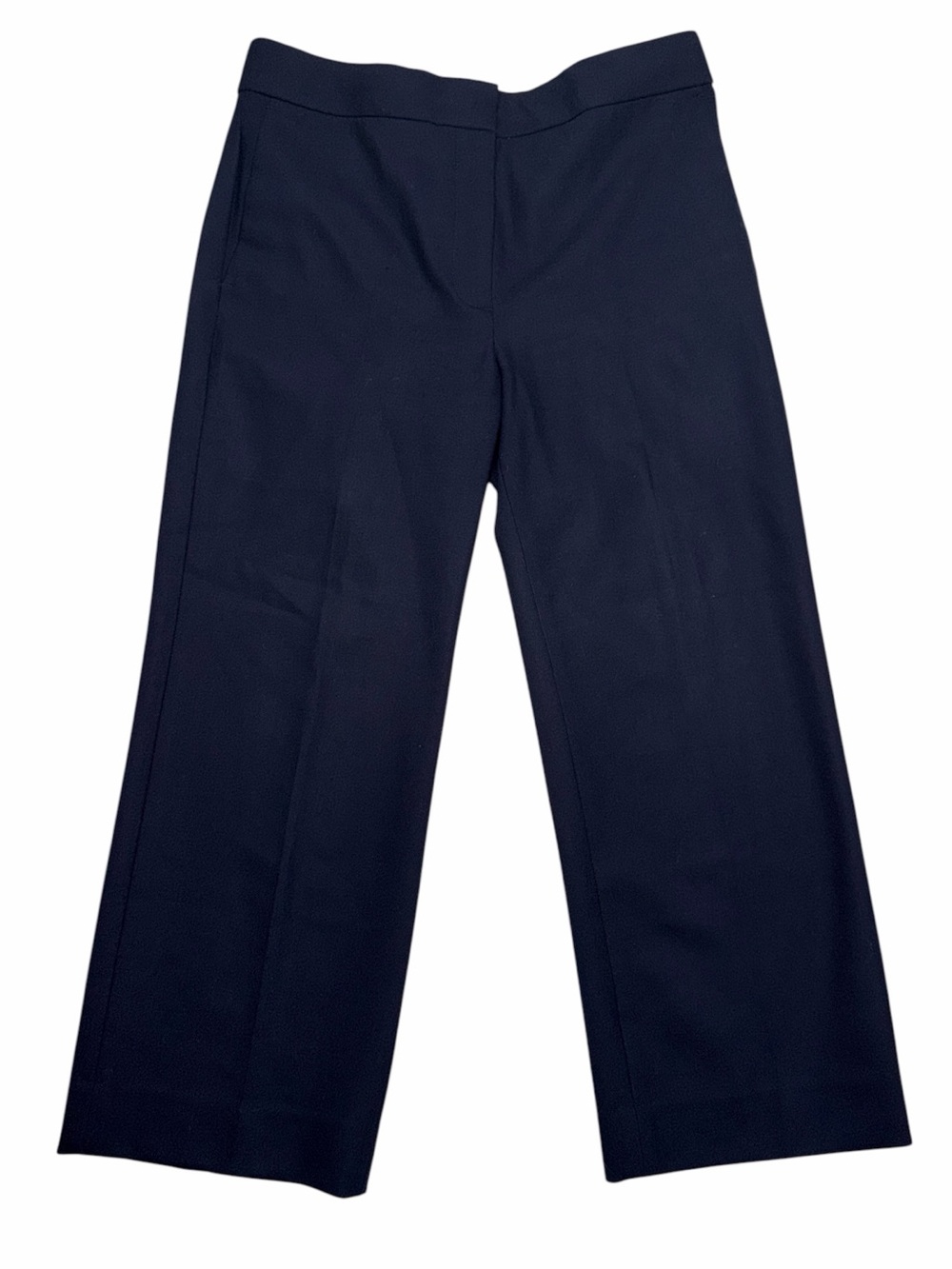 J. Crew Women's Blue High-Rise Wide-Leg Trousers Wool Blend Regular Size 8 EUC